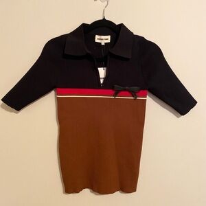 SHUSHU/TONG MULTICOLOR‎ KNIT POLO TOP SIZE 6